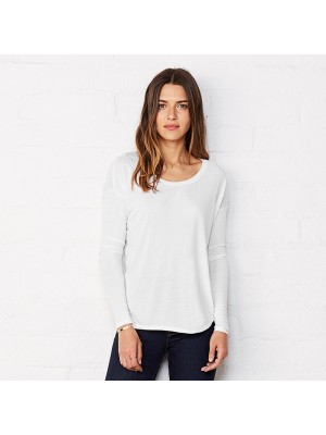 Plain Flowy long sleeve t-shirt with 2x1 Bella +Canvas 125 GSM